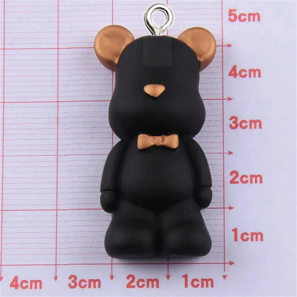 10pcs Kawaii Bow Bear Resin Pendants, Lovely Sweet Charms Supplies for Handmade Necklace Earring Phone Case Keychain Handbag view 5