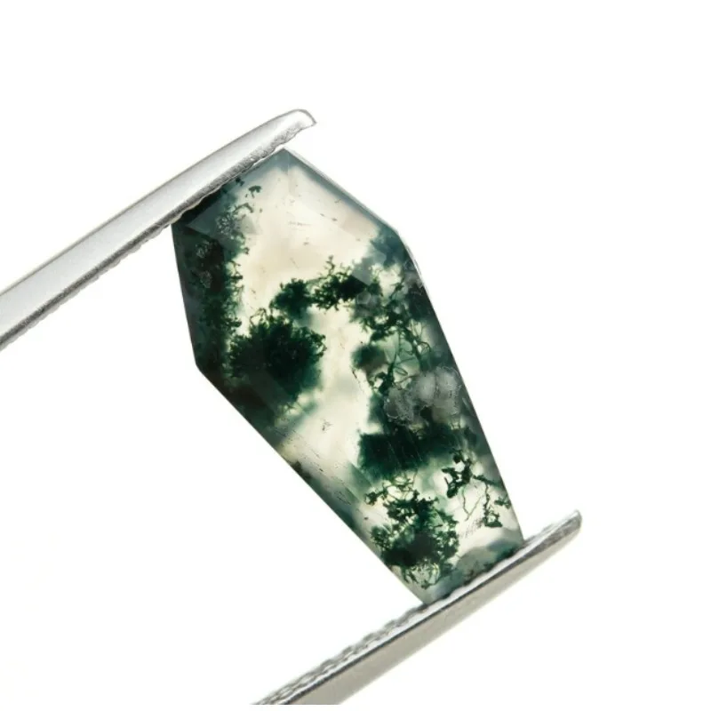 coffin Cut Natural Green Moss Agate Faceted Calibrated Top Quality Loose Gemstone Moss Agate Pendant Ring Earrings Gift
