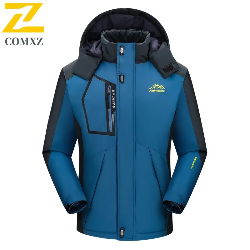 

Mens Warm Padded Jacket Fleece Lined Outdoor Climbing Windproof Coat 2026 Detachable Hood Camping Cold Protection Winter Parka