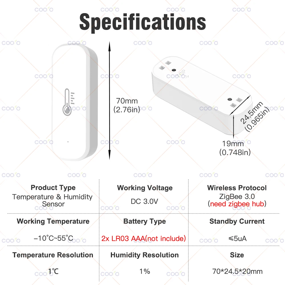 Tuya Smart Zigbee Temperature And Humidity Sensor Home Indoor Thermometer Work With Alexa Google Zigbee2MQTT in Home Assistant