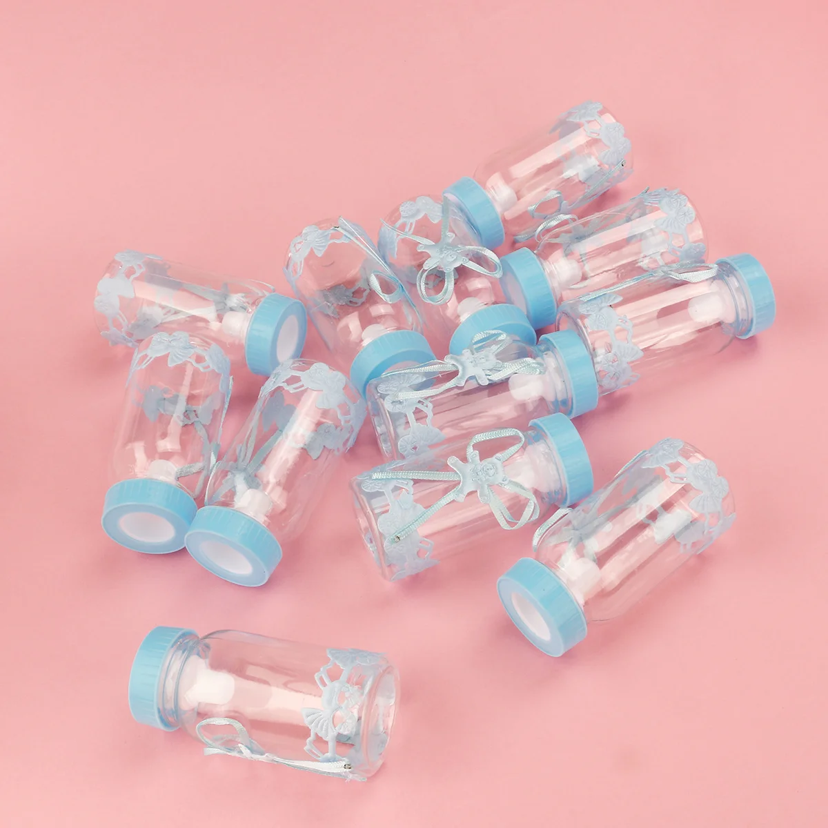 

12Pcs Feeder Style Gift Box Blue Plastic Baby Shower Candy Container 4Cm Diameter 9Cm Tall Perfect for Table Scatter Or Gift