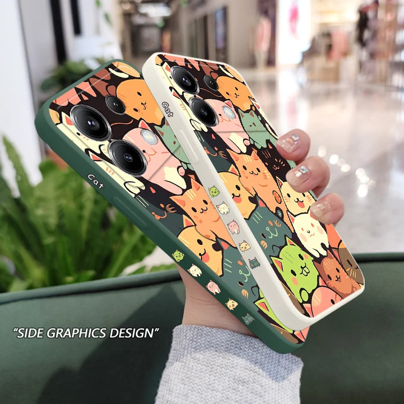 Colorful Cats Phone Case For Xiaomi Poco F7 X7 X6 F6 M6 M5 M5S F5 X5 F4 X4 M4 F3 M3 X3 Pro 4G 5G Ultra GT Silicone Cover