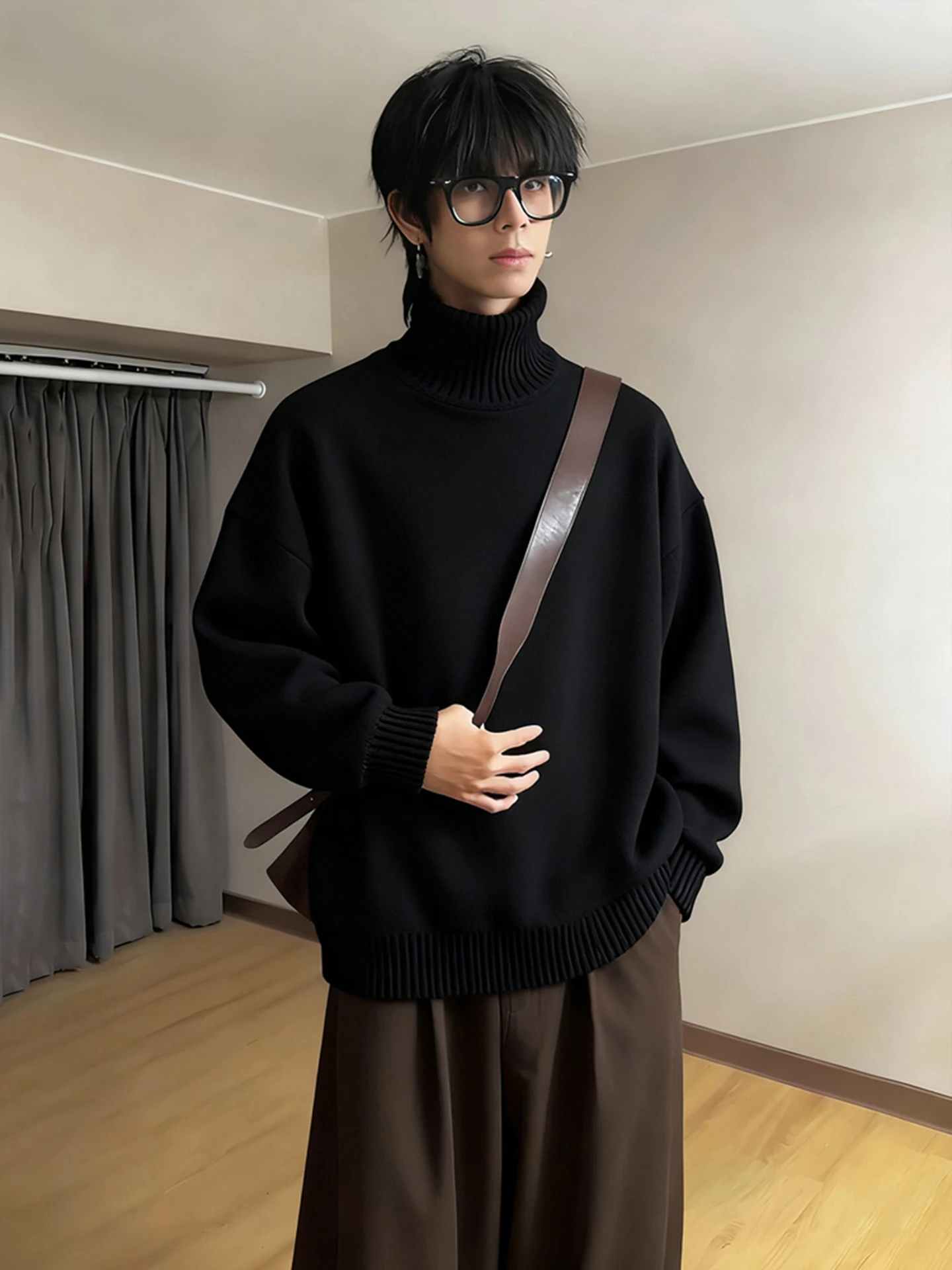 

Мужской трикотажный свитер Cleanfit с высоким воротником и флисовой подкладкой, зимний, свободного кроя, базовый слой, теплый, комфортный, из полиэфирного волокна