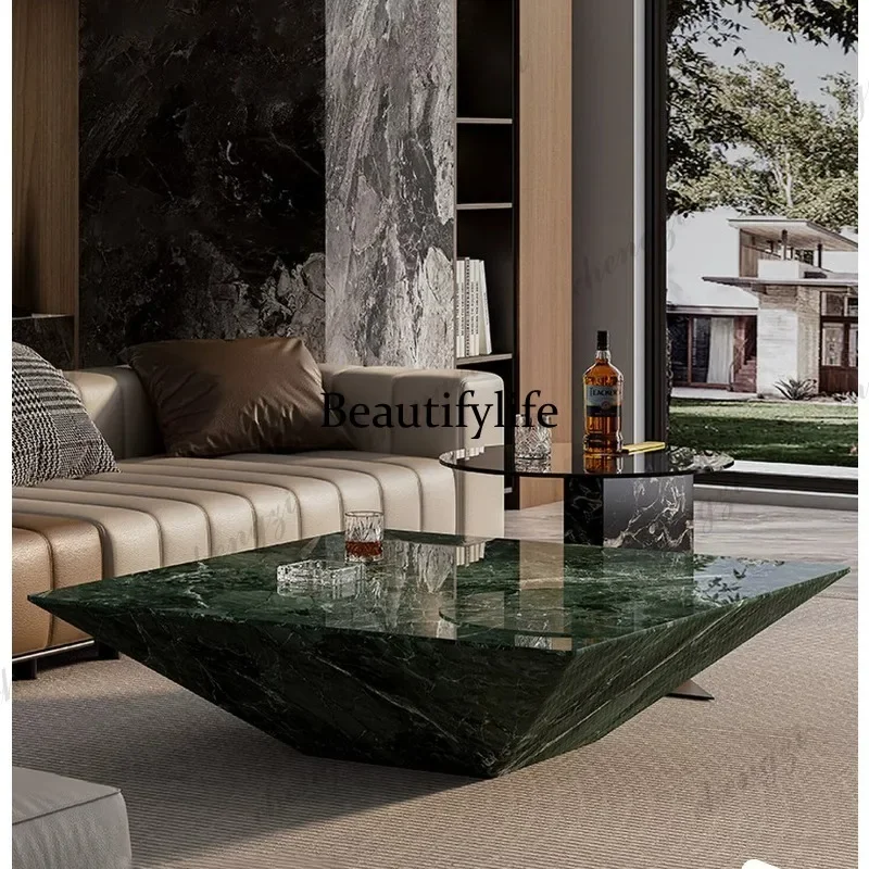 02 Qianyue Wanjia Italian light luxury marble coffee table modern simplicity high sense designer coffee table with storage