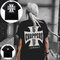 West Coast Choppers Cross Frame Print Women Tshirt Hip Hop Streetwear T-shirts Fashion Tees Short Sleeve Oversized Unisex Tops