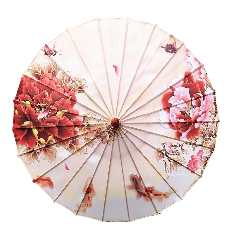 Peony Oil-paper Umbrella Dance Performance Cheongsam Catwalk Rainproof Wedding Decoration Chinese Fengshui Oil Paper Parasol