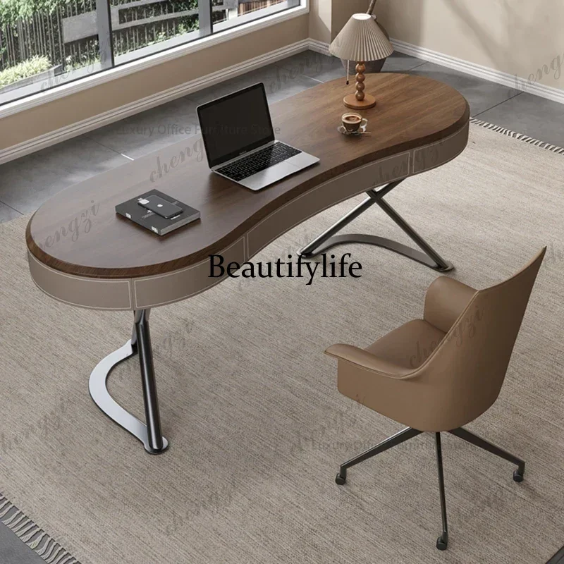 B573 Minimalism France Office Desks High-end Design Creative Computer Office Desk Metal Frame Office Furniture Bureau De Chambre
