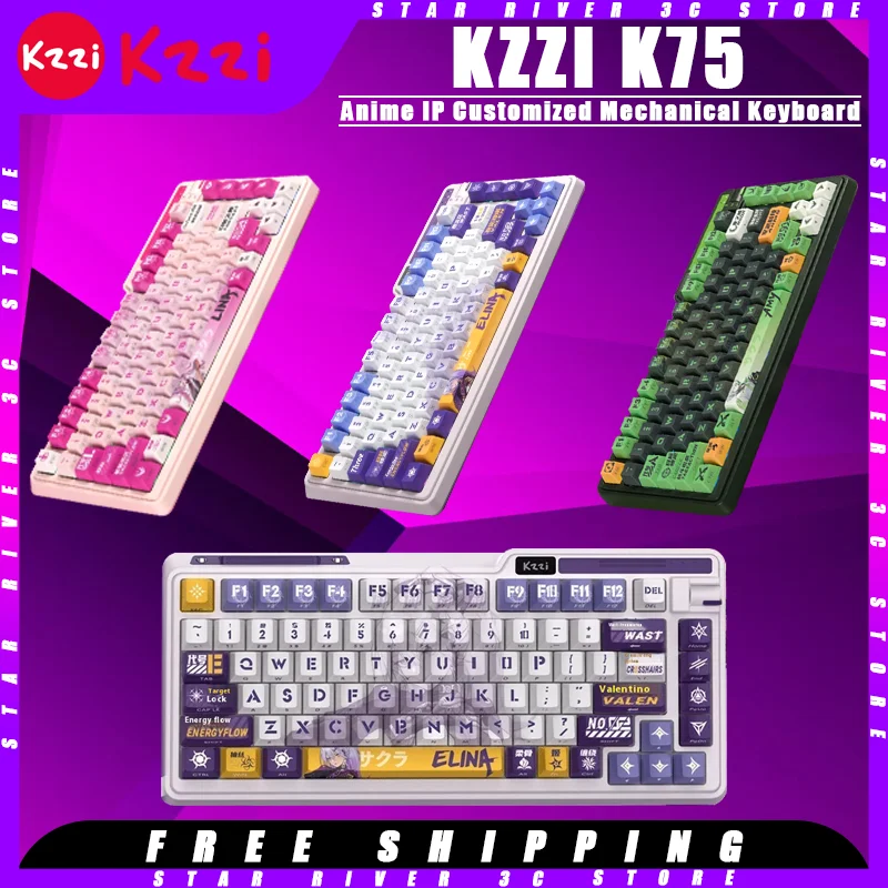 

KZZI K75 IP Customized Mechanical Keyboard Wireless Tri-mode Hot Swap Gaming Keyboard 81 kkeys PBT Keycap Pc Gamer Accessories