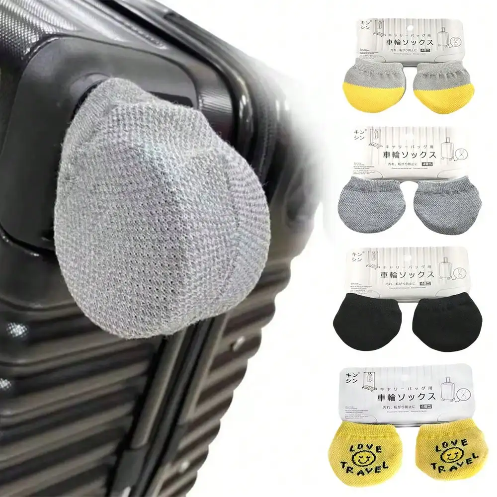 

4Pcs Luggage Wheel Cover Anti Dirt Anti Slip Protection Floor Knitted Cover for Luggage Wheel Door Handle Office Chair Wheel