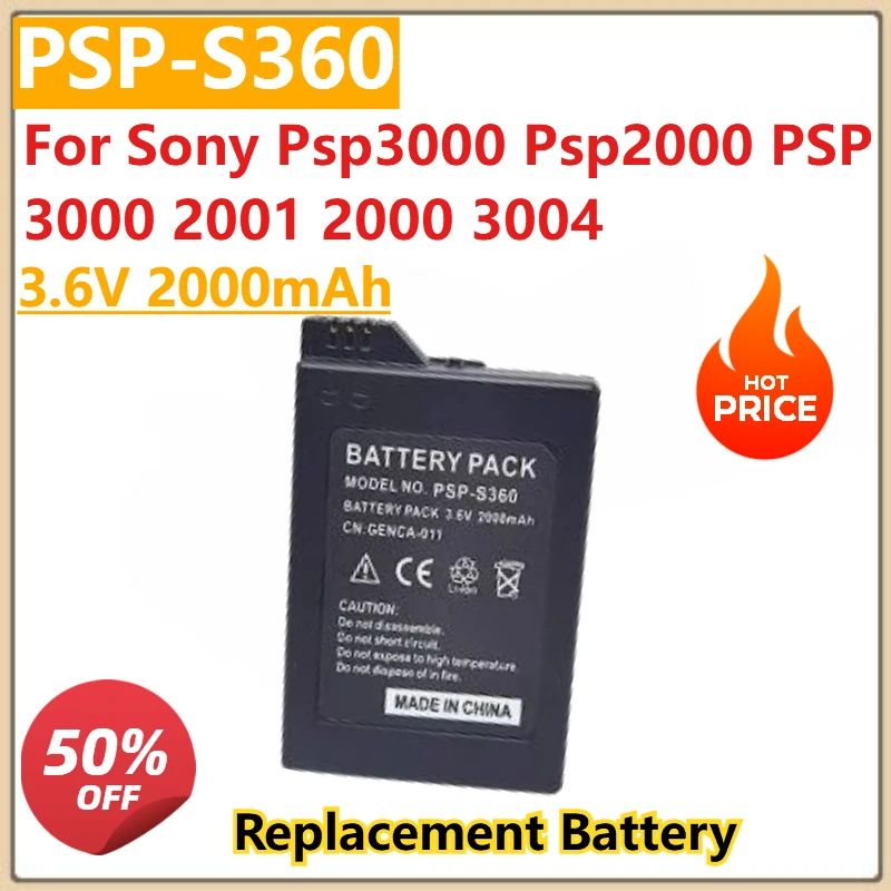 

Psp S360 S110 Battery 3.6V 2000mAh for Sony Psp3000 Psp2000 PSP 3000 2001 2000 3004 Portable Console Batteries Replacement