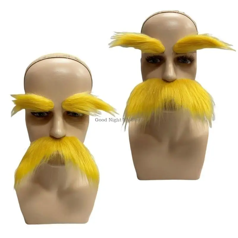 Set finto per barba, baffi e sopracciglia, accessori per costumi cosplay per bambini, adulti, feste cosplay, festival