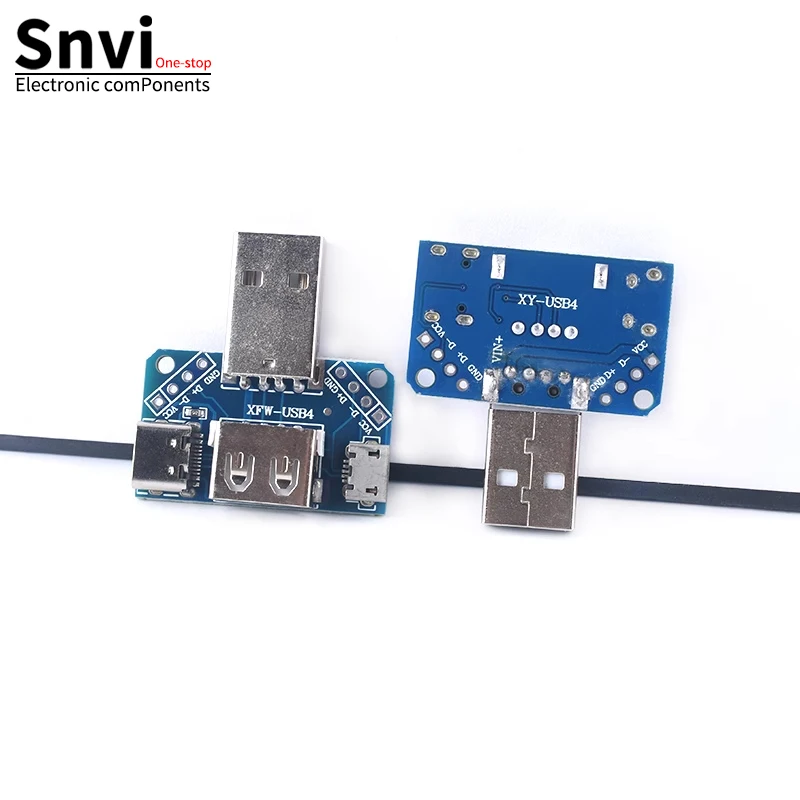 Snvi USB Hoofd Schakelbord Mannelijke USB Connector naar Type-c Micro Vrouwelijke USB 2.54-4P overdracht testbord USB adapter plaat XY-USB4