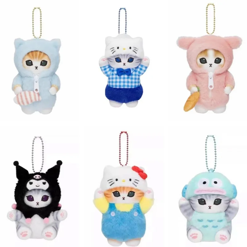 Kawaii Mofusand Cross-Dressing Hello Kitty Kuromi Hanyodon Plüsch-Schlüsselanhänger Anime Plüsch-Rucksackanhänger