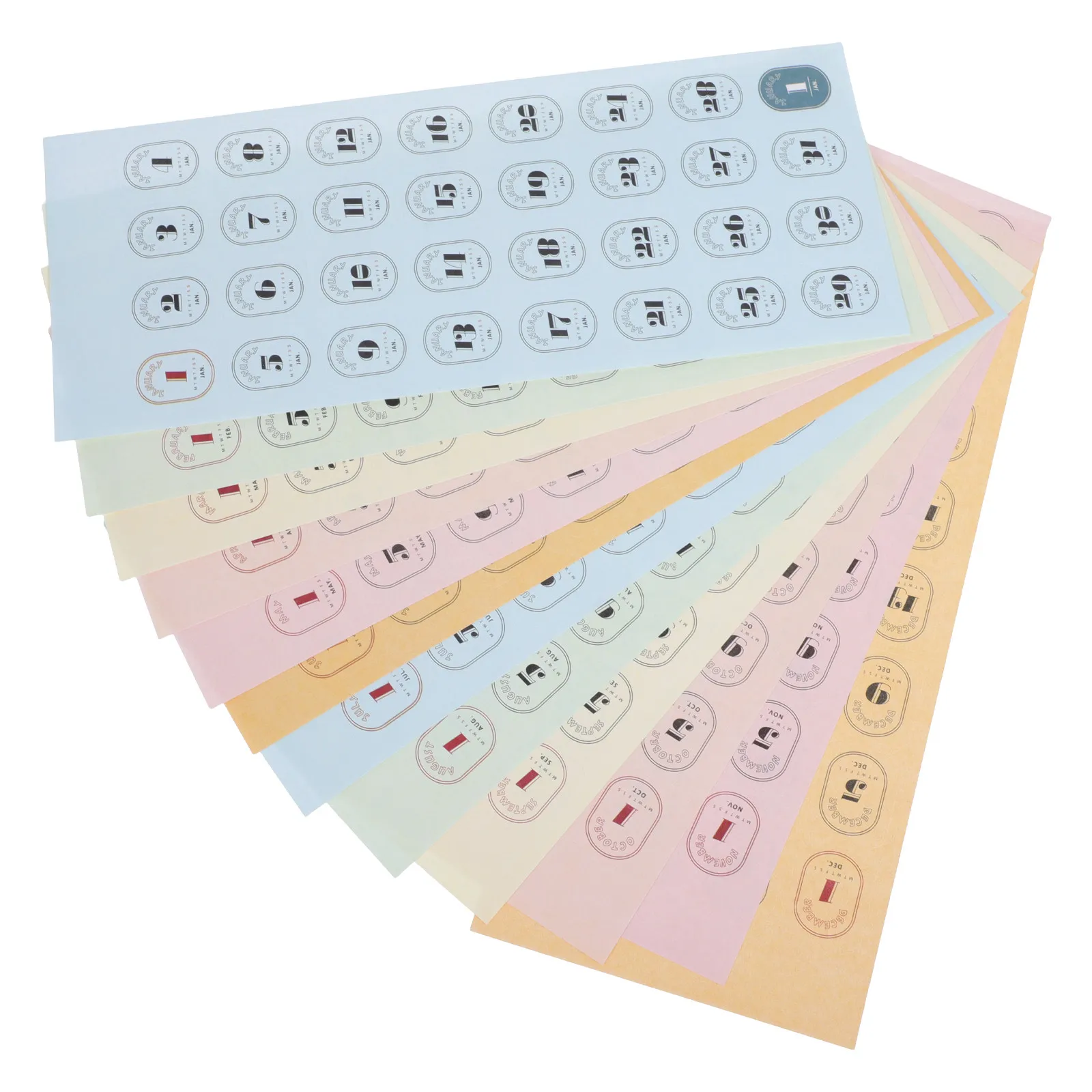 

12 Sheet Calendar Date Number Stickers Vintage Style Planner Stickers for Journals Scrapbooks Daily Schedule Tracking Month