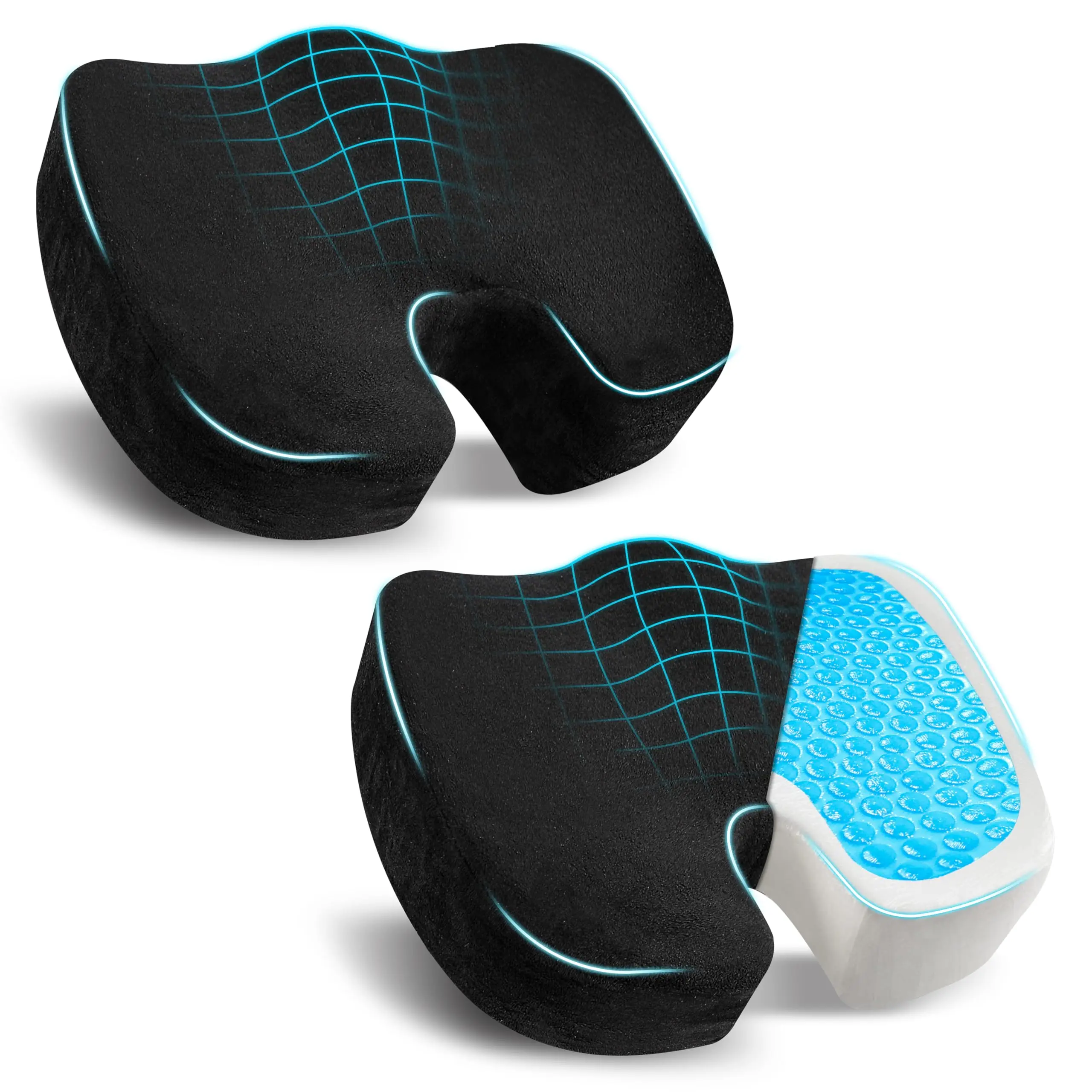 

Office Chair Seat Cushion, Gel Enhanced Memory Foam Cushion for Long Sitting, Sciatica, Tailbone Pain Relief Pillow - for Office