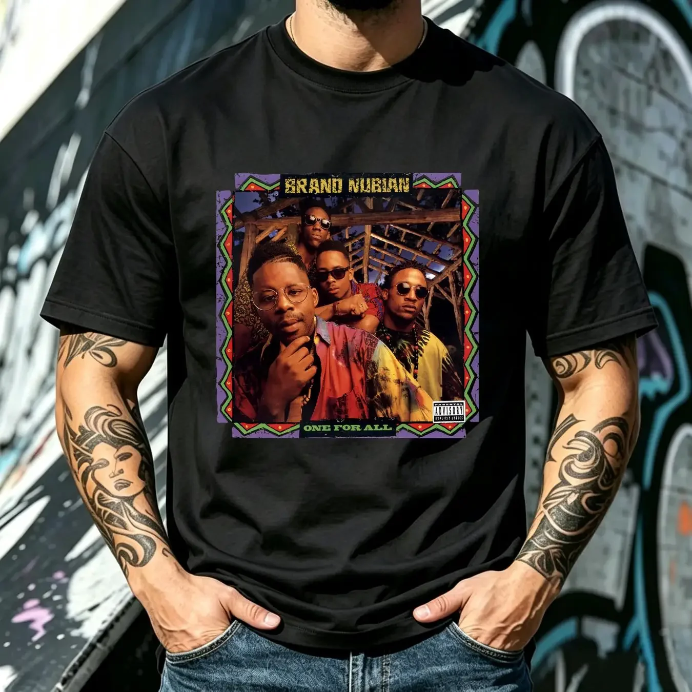 washed T Shirt One For All Brand Nubian Grand Puba Sadat X Lord Jamar DJ Stud Doogie long or short sleeves vintage Washed Soft