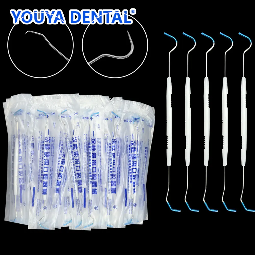 

100Pcs/bag Metal Double Ends Probe Hook Dentists Instruments Oral Examination Teeth Cleaning Intraoral Mouth Reflector Tools