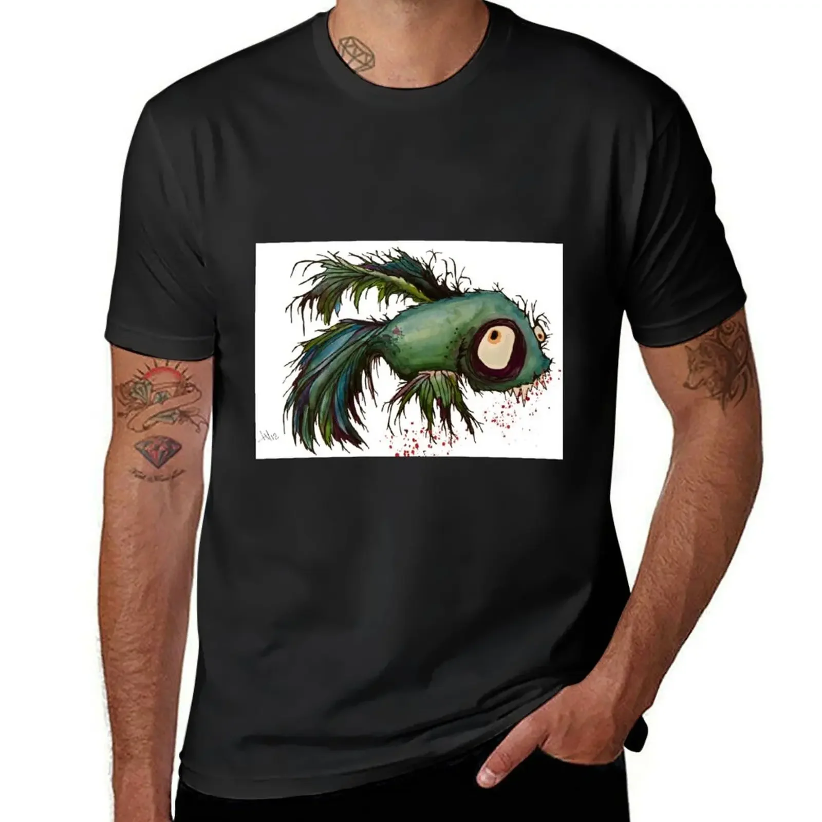 ds the zombie betta fish T-Shirt boys animal print basketball graphic tees shirts graphic tee plus sizes mens t shirts pack