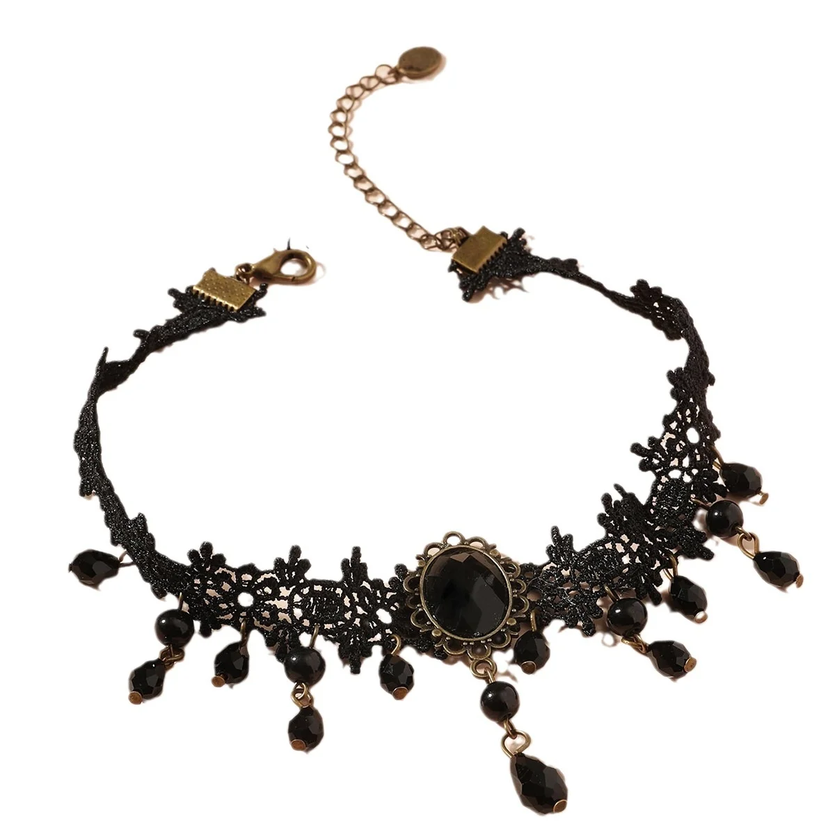 Vintag Classic Gothic Lace Choker for Women Black Imitation Crystal Pendant Charm Choker Necklaces Boho Christmas Gifts image 2