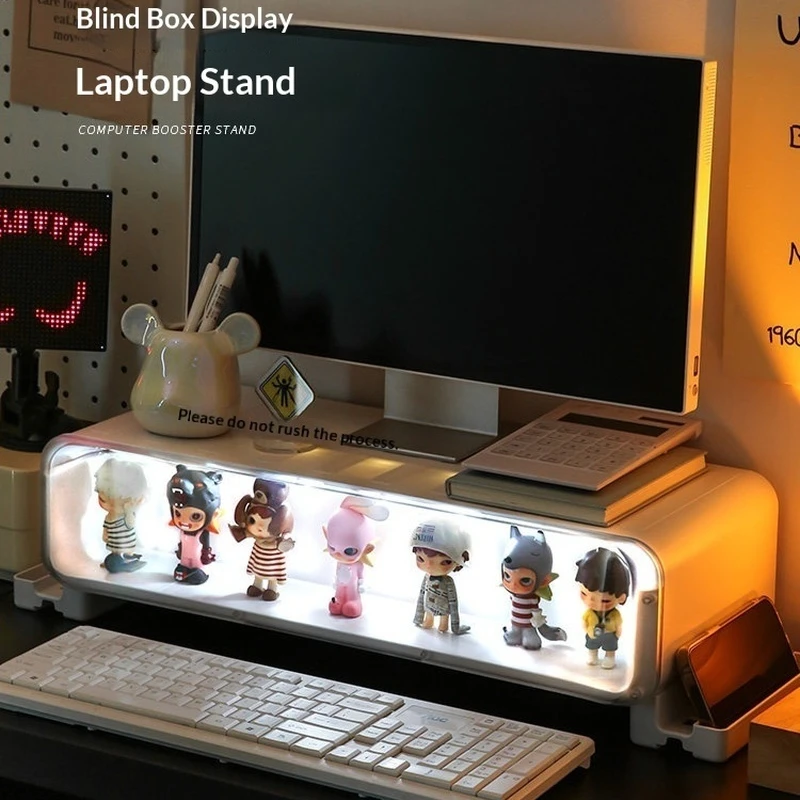 Support d'ordinateur de bureau avec tiroir, étagère de moniteur de bureau, boîte de rangement blanche pour poste de travail