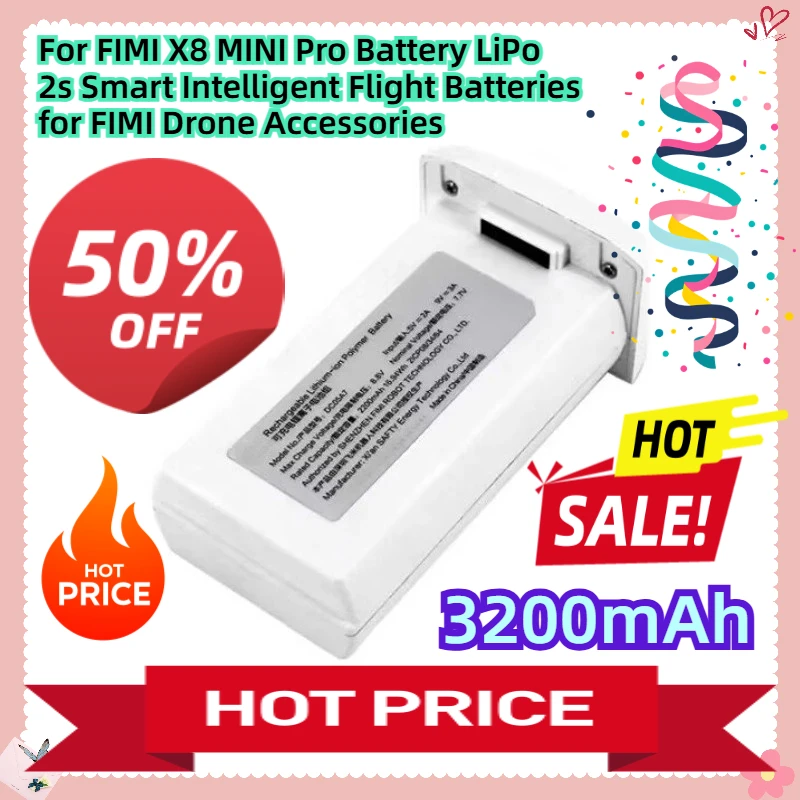 

For FIMI X8 MINI Pro Battery LiPo 2s Smart Intelligent Flight Batteries for FIMI Drone Accessories 3200mAh