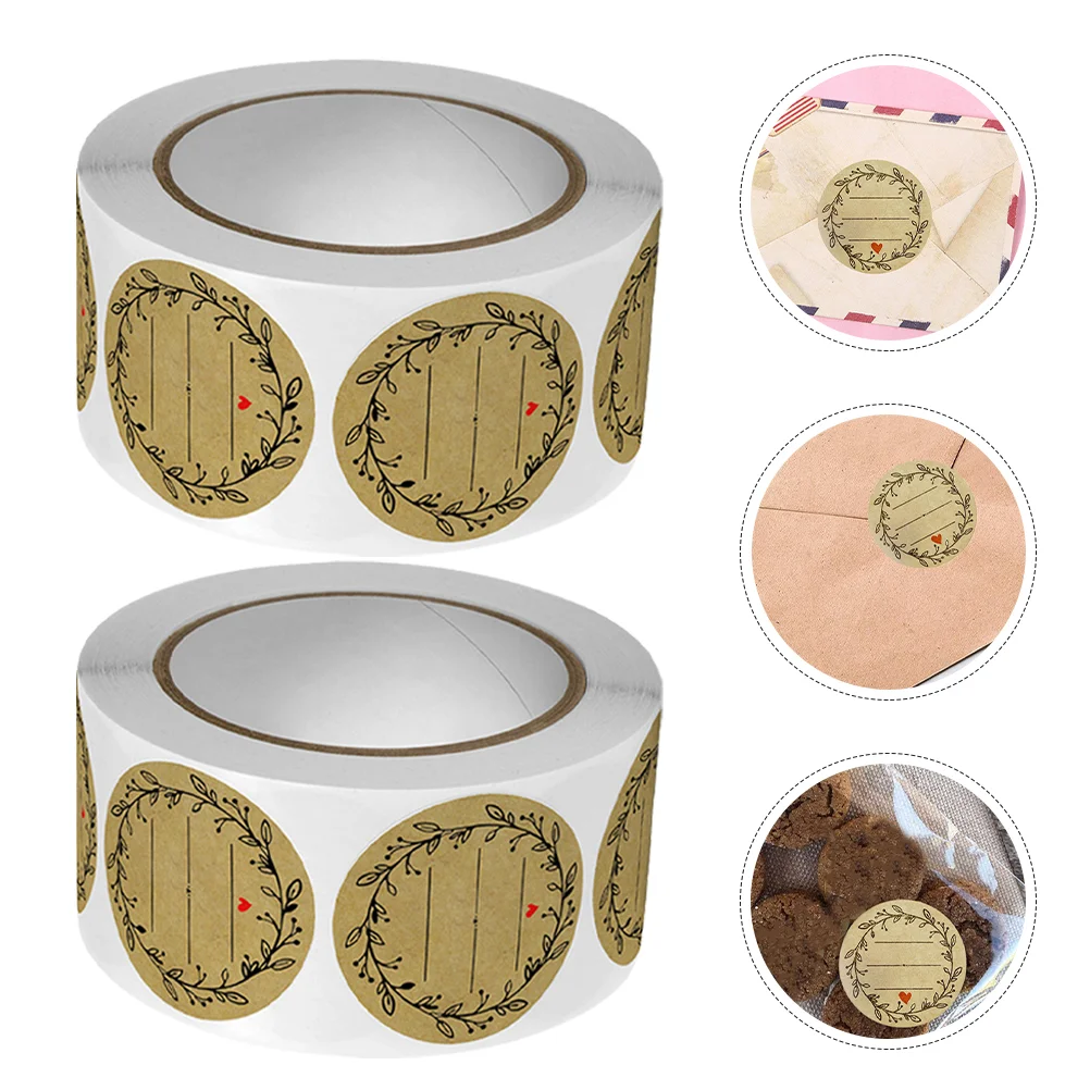 3 Rolls Label Self-adhesive Nail Stickers Kraft Paper Canning Labels for Mason Jars