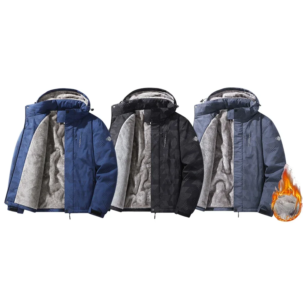الشتاء الرجال عادية التمويه سترات في الهواء الطلق سميكة الدافئة ملابس الرجال أفخم مطبوعة جاكت مزود بغطاء للرأس يندبروف الرياضة سترة معطف #2