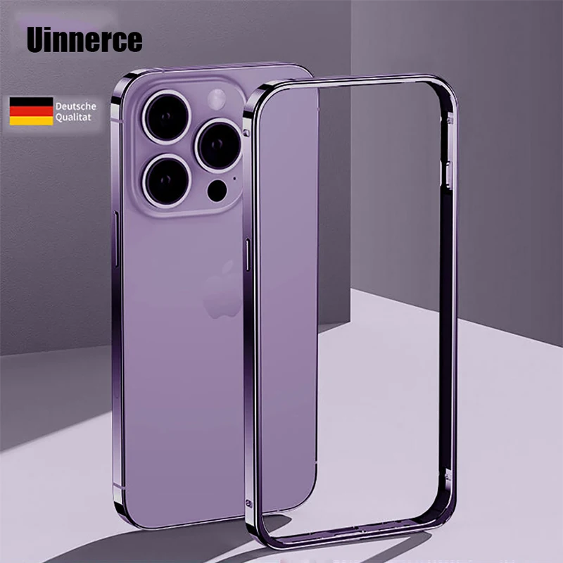 Luxury Light Aluminum Metal Frame For iPhone12 13 14 Plus 15 16Pro Max Bumper Case Ultra Thin Alloy Protective Back Acccessories