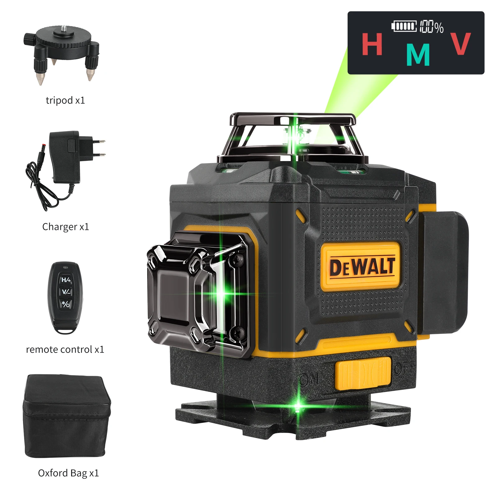 

DEWALT new four-sided 360° self-leveling outdoor green laser level, vertical 3-4D16 line precise vertical cross function.