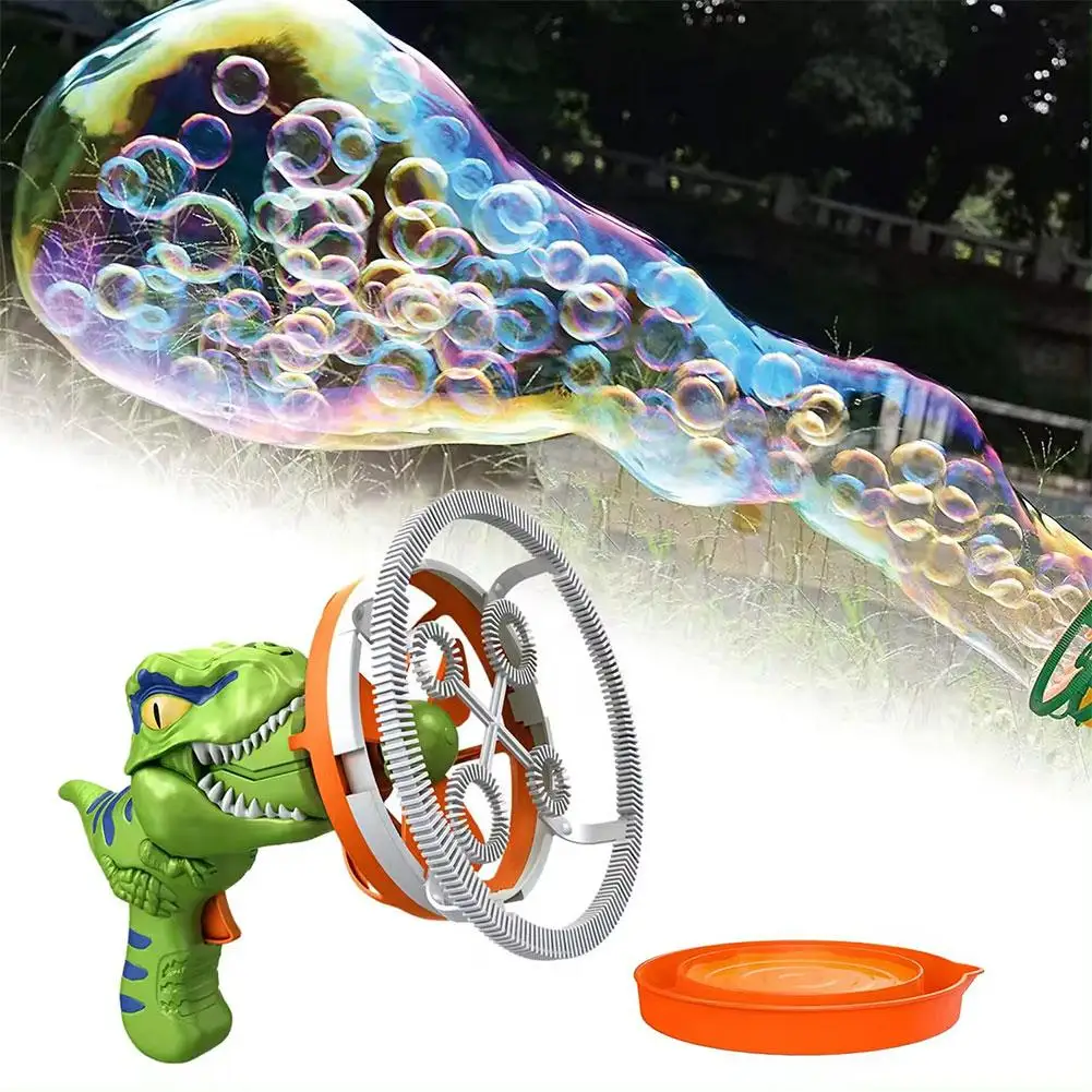 Cartoon Dinosaur Shaped Bubble Maker para crianças, brinquedo ao ar livre portátil, festa, alimentado por baterias