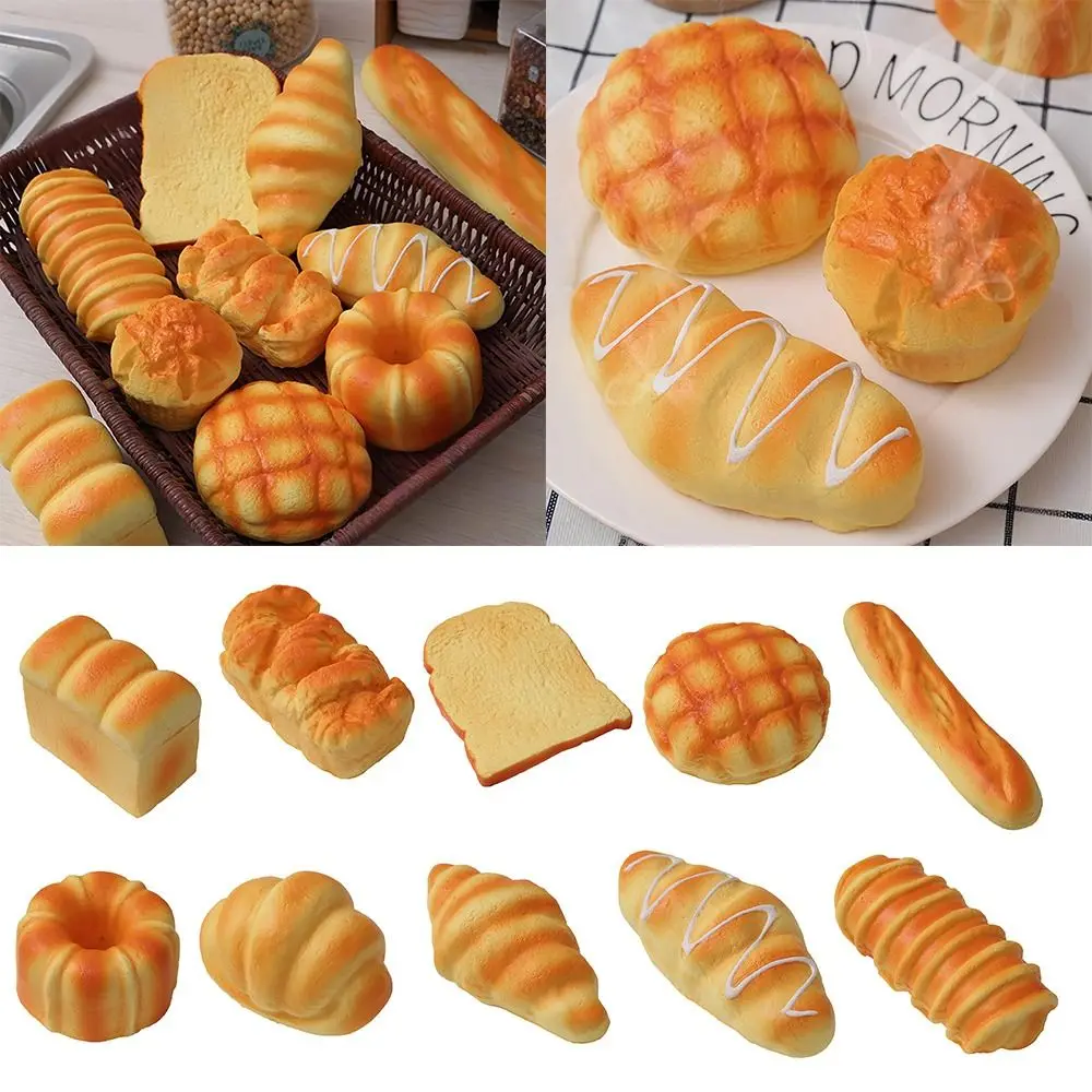 Creative Yellow Artificial Bread Models Playhouse Toast Model Squeeze Toys Photo Props Stress Relief Toy Kitchen