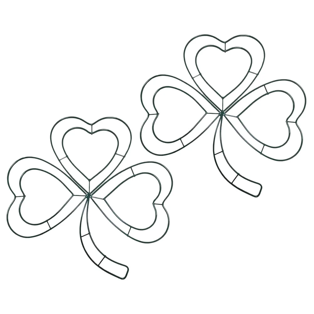 

Shamrock Door Hanger Four Leaf Hoop Decoration Wreath Form Metal DIY Hoops Heart Wire Frame White Green Tinsel Garland