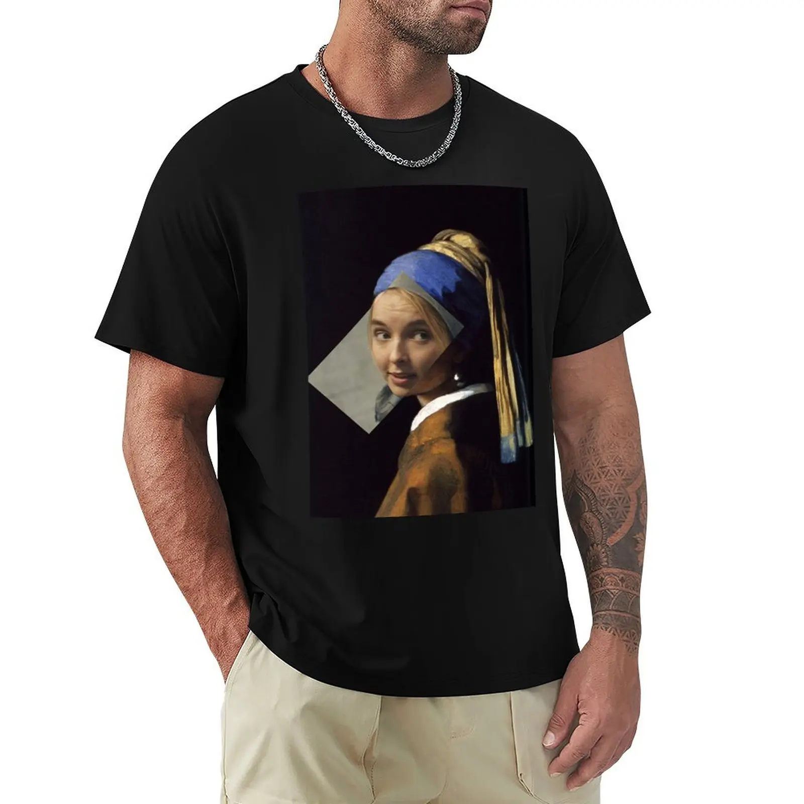 Villanelle with a pearl earring T-Shirt Big Size Short Sleeve Casual Top