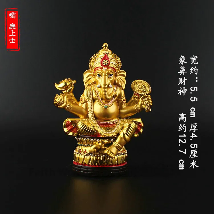 2025 Buddha supplies 13CM HOME Family efficacious protective- Indian Buddhism Elephant god gilding statue Decoration