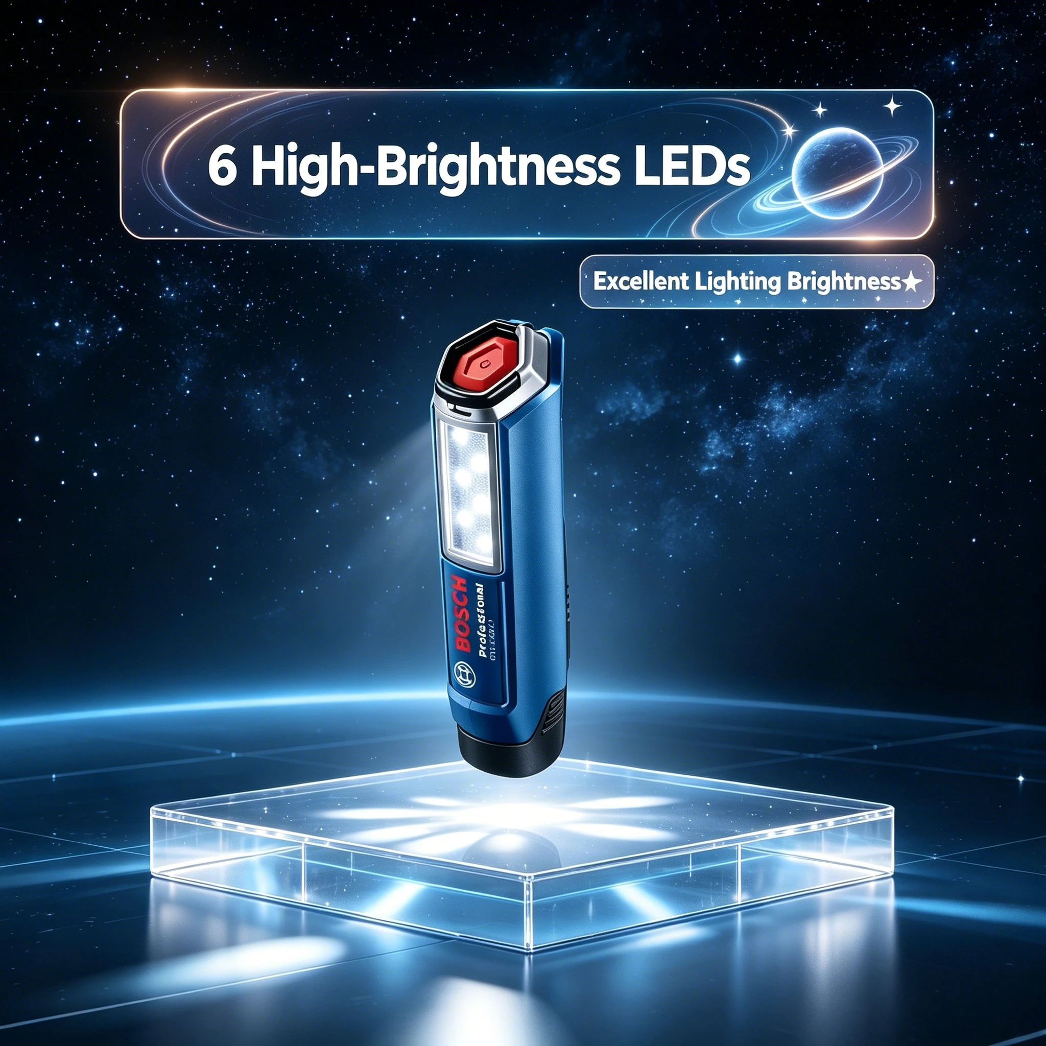 Bosch GLI 120-LI 12V Cordless Work Light Bare Tool, 300 Lumens 6 LED Handheld Lamp Woodworking Indoor & Outdoor