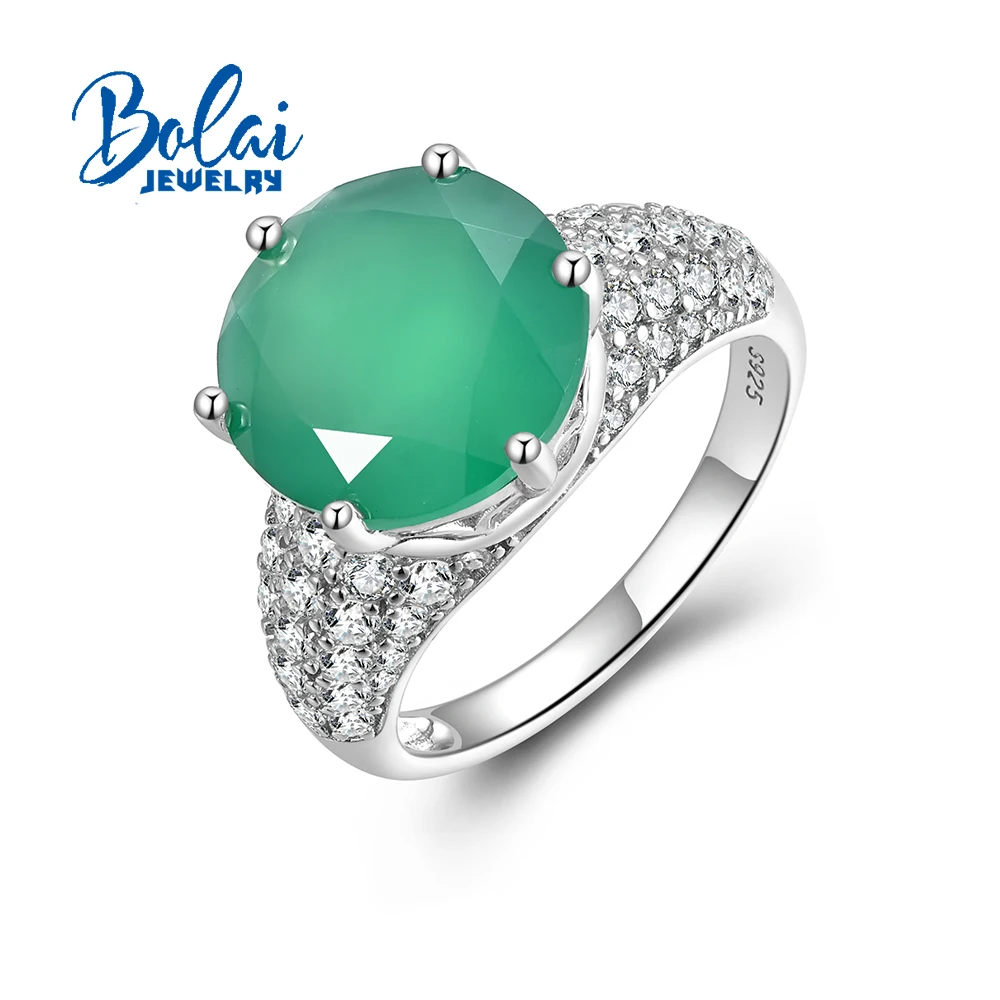 

Solitaire Round 12mm 925 Sterling Silver big Women's Ring Natural Agate Gemstones Fine Jewelry for mom's birthday party gifts