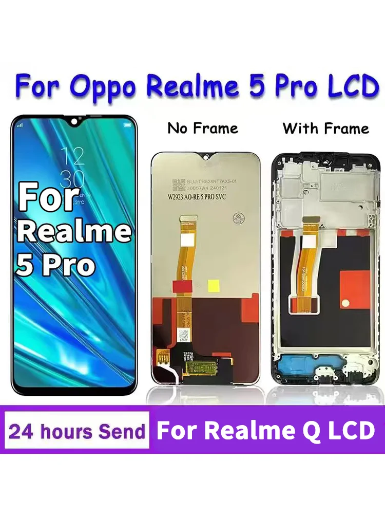 6.4" IPS LCD do Oppo Realme 5 Pro RMX1971 RMX1973 Wyświetlacz LCD z ekranem dotykowym i digitizerem, kompletny z ramką do Realme 5Pro — zdjęcie produktu 7