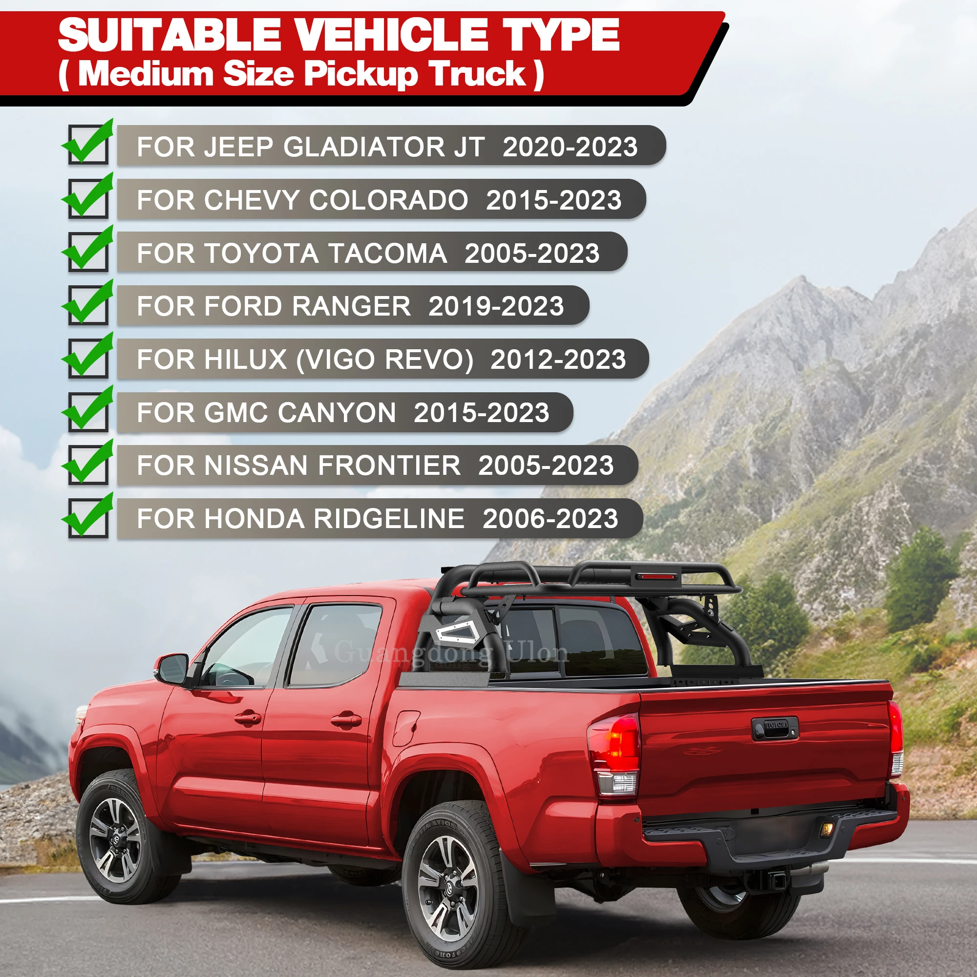 Truck Roll Bar with Basket Heavy Duty Sport Bar for Mid Size Truks Compatible with JeepS JT, Tacoma, Chevy Colorado & Frontier