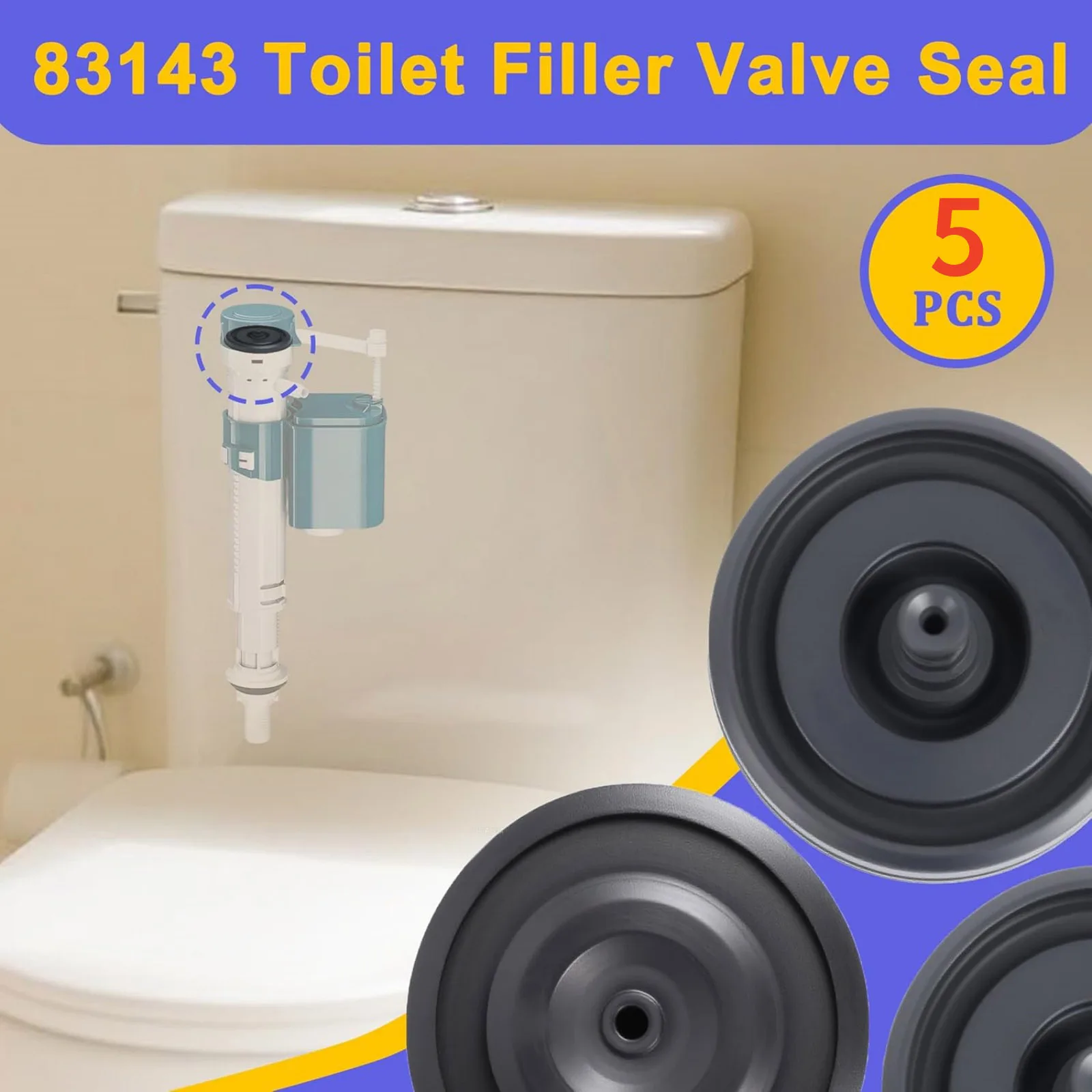 83143 5 Peças Diafragma de Substituição para Válvula de Enchimento de Vaso Sanitário Fluidmaster 200 400 747 Kohler Borracha Silicone