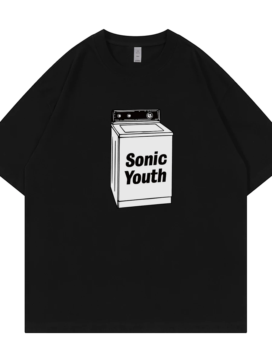 Sonic Youth Youthful Loose Fit Cotton T-Shirt round Neck Short Sleeve Artistic Print Breathable Casual Wear for Men And Women