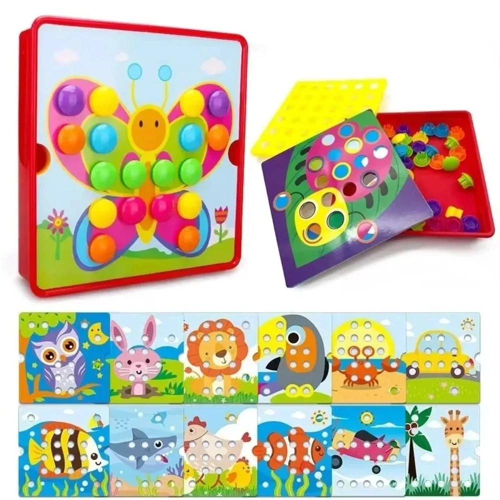 Cartoon Dier Paddestoel Nagel Puzzel Speelgoed Leuke 3D Jigsaw Board Speelgoed DIY Leren Cognitie Montessori Zintuiglijke Speelgoed Kinderen Gift