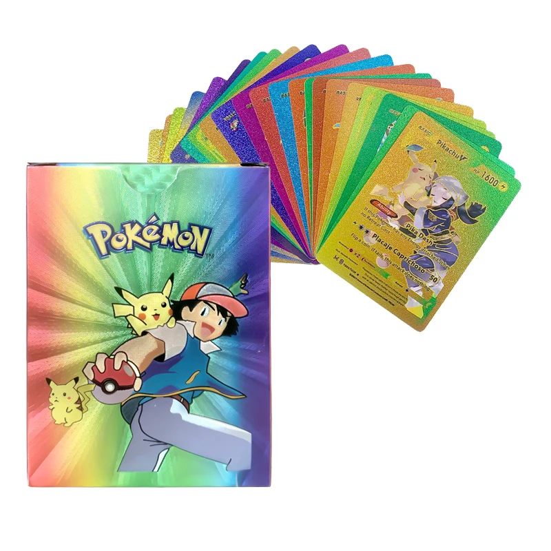 55-12 Pcs Pokemon Cards English Vmax GX Color Energy Card Pikachu Rare Collection Battle Trainer Boys Gift Christmas Toy