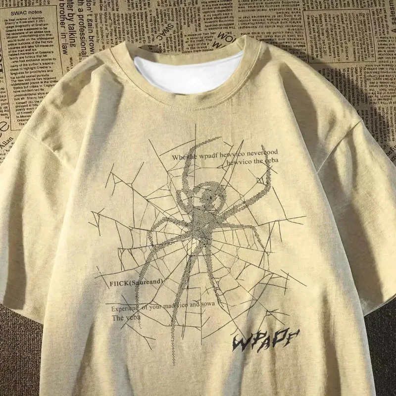 

Мужская футболка, с короткими рукавами, тонкая лето, модный американский повседневный топ с круглым вырезом, свободная и легко сочетающаяся, футболка в стиле хип-хоп