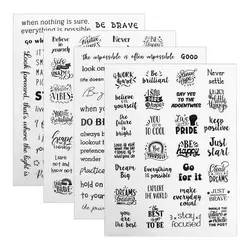 105pcs Inspirational Phrase English Phrase Stickers Scrapbook Material Decorative Stickers Inspirational Text Stickers Black