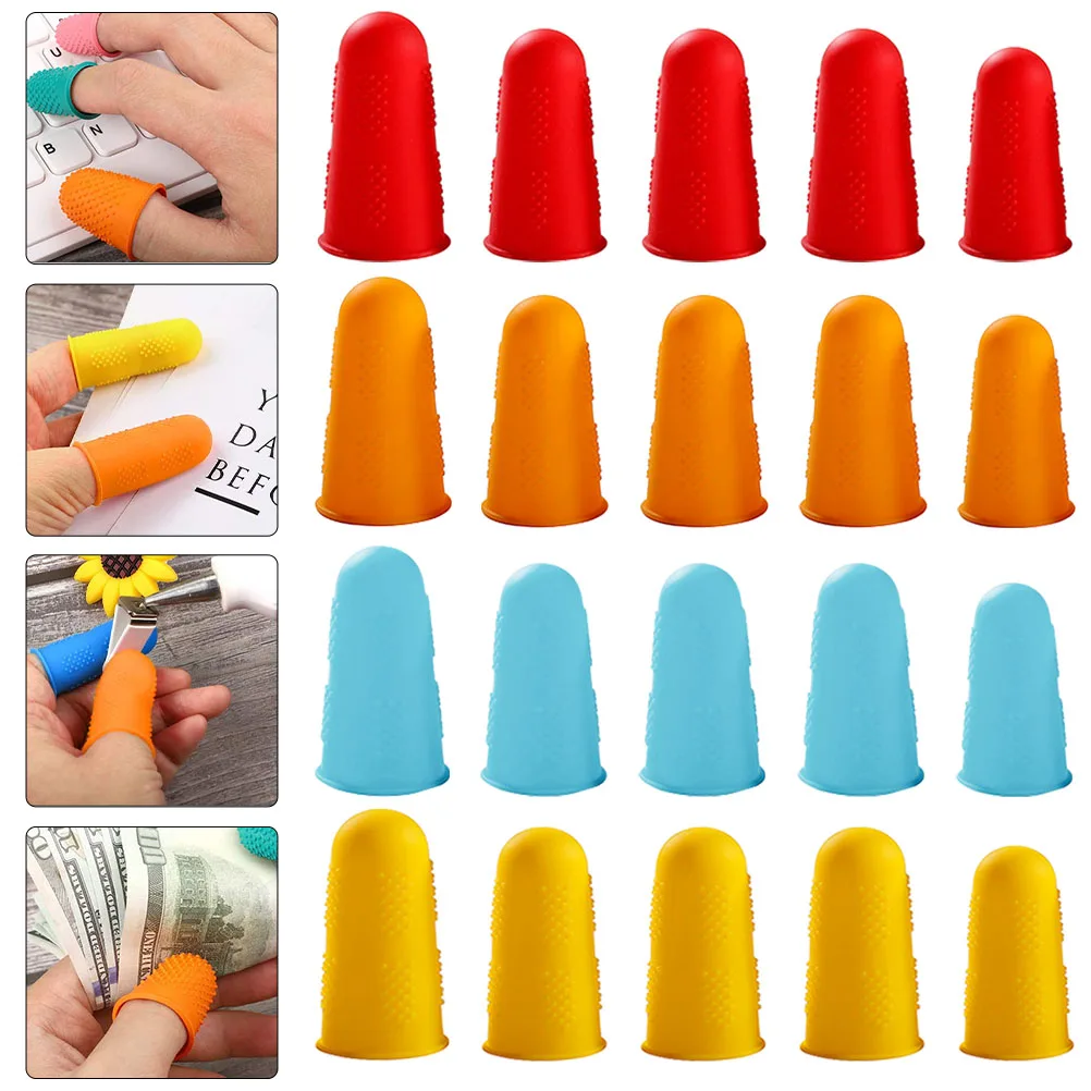 

20Pcs Silicone Finger Protectors Hot Glue Tips Multicolor Set Crafting Sewing Knitting Embroidering Ironing Binding Pressing H