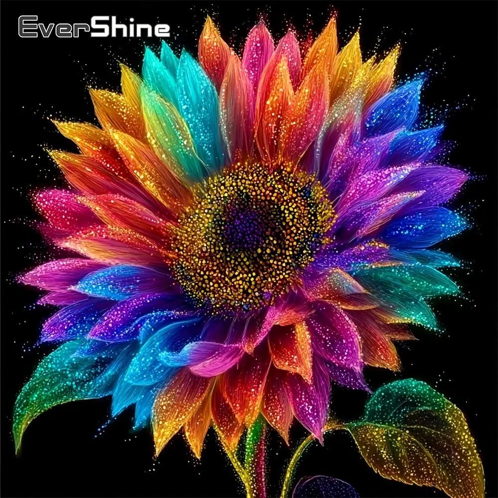 Evershine Diamant-Gemälde mit Blumen-Motiv, Strass-Stickerei, Sonnenblume, geeignet für Anfänger, 5D-DIY-Mosaik-Bastelset, Heimdekoration