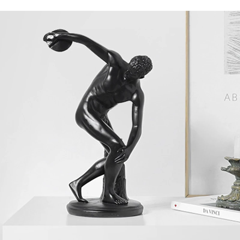 Resin Statue Sculpture Crafts Home Discus Throwing Decoration Living Room Figure Household Items