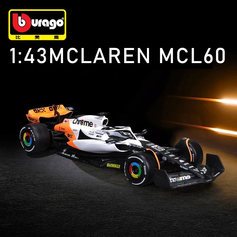 Bburago 1:43 F1 McLaren MCL60 Monaco GP 4 Norris 81  Piastri Simulation Formula 1 Alloy Die-cast Car Model Toy Collection Gift