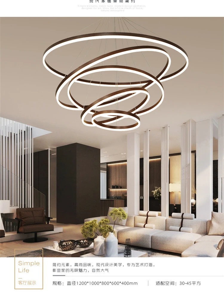 Minimalist lighting fixtures, Nordic living room pendant lights, modern minimalist style, atmospheric designer, circular ring