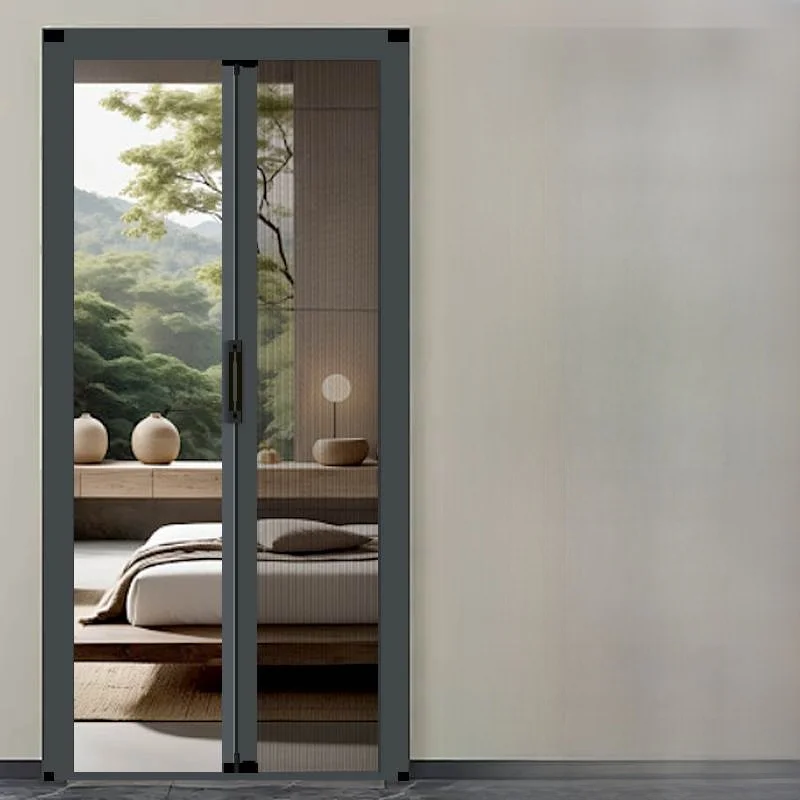 Aluminum Alloy Folding Screen Door Retractable Mosquito Proof Sliding Design Home Entrance Door No Track Installation